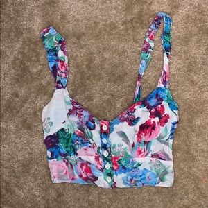 Cropped floral tank